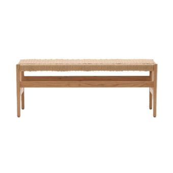 Ontdek het Kave Home Zaide bankje met massief eikenhout en handgevlochten papiertouw. Ambachtelijk, stijlvol en natuurlijk voor elke ruimte in huis.