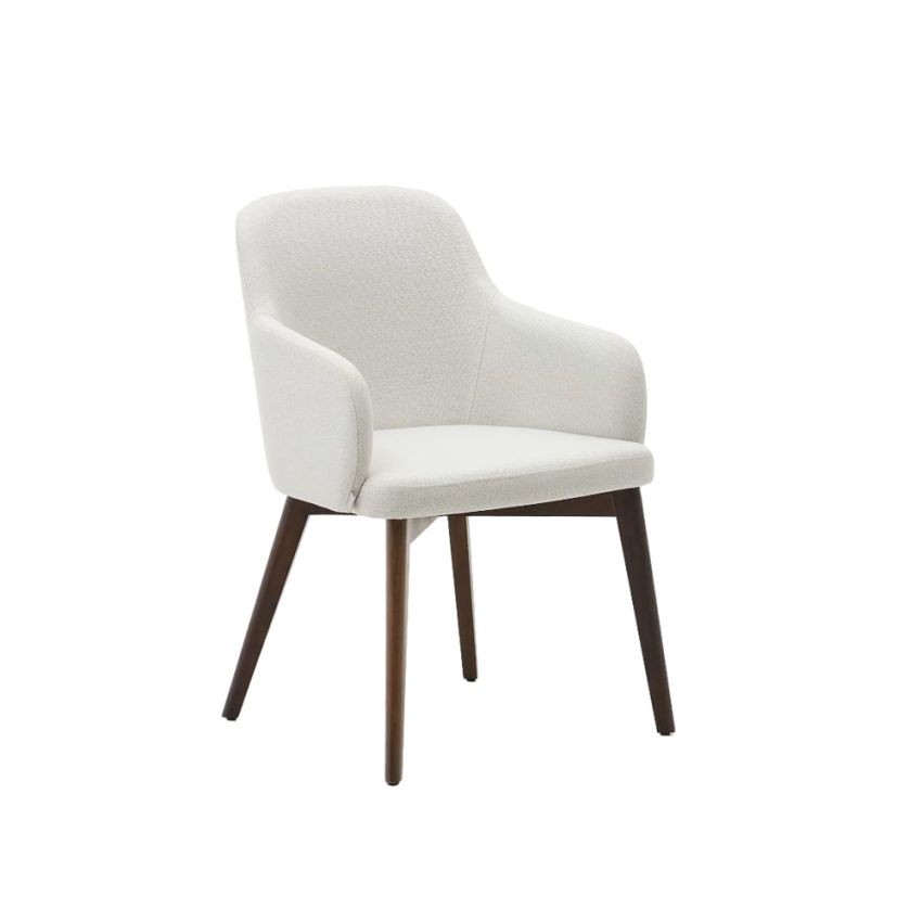 Ontdek de Kave Home Nelida eetstoel met zachte rugleuning, geïntegreerde armleuningen en chenille bekleding. Verkrijgbaar in diverse kleuren voor een tijdloze en elegante eetkamer.